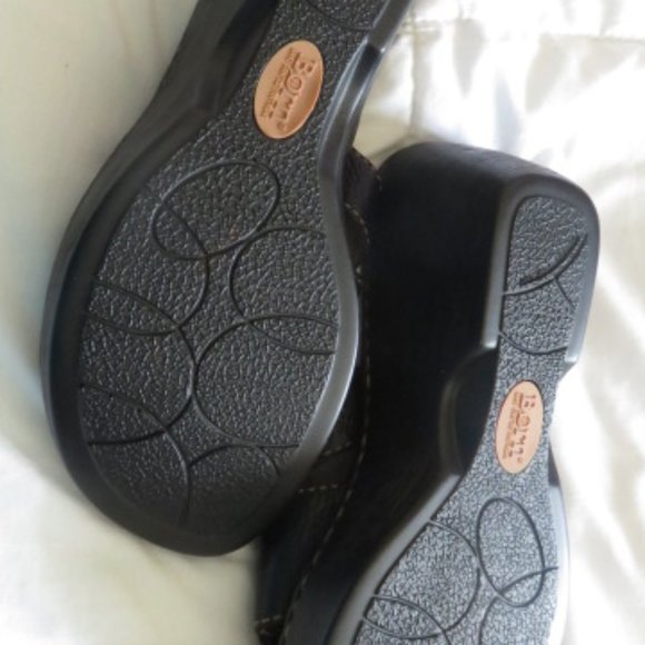 BORN SANDALS**NWOT** BLACK, SIZE 6/36.5, LEATHER UPPER & LININGS, STITCHING,HEEL - Picture 3 of 8